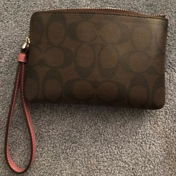Coach Signature Brown and Pink Wristlet - Picture 3 of 4